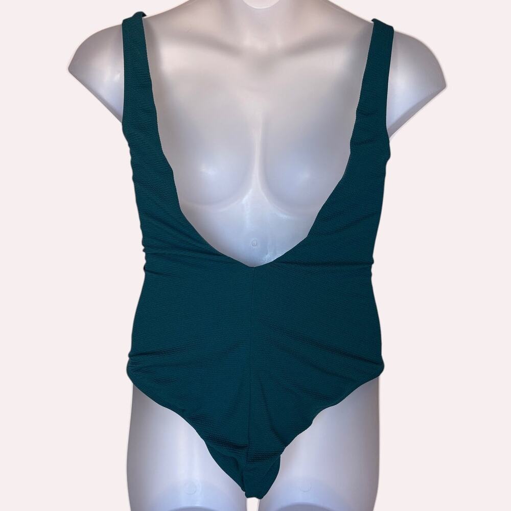 Andie Ibiza Textured Minimalist One Piece Swimsuit - Azure (Ocean Blue) size L - Picture 7 of 12